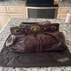 Vintage Coach Chocolate Leather East West Satchel Handbag